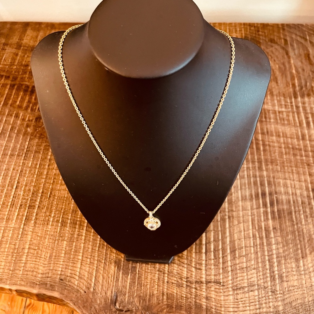 Judith Ripka Necklace - Beautiful Gold Clad rope chain with Cz pendant